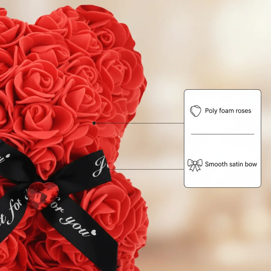 Wholesale Artificial Rose Bear with Handmade Eternal Flower Teddy Bear for Valentine's Day Mother's Day Gift with Box