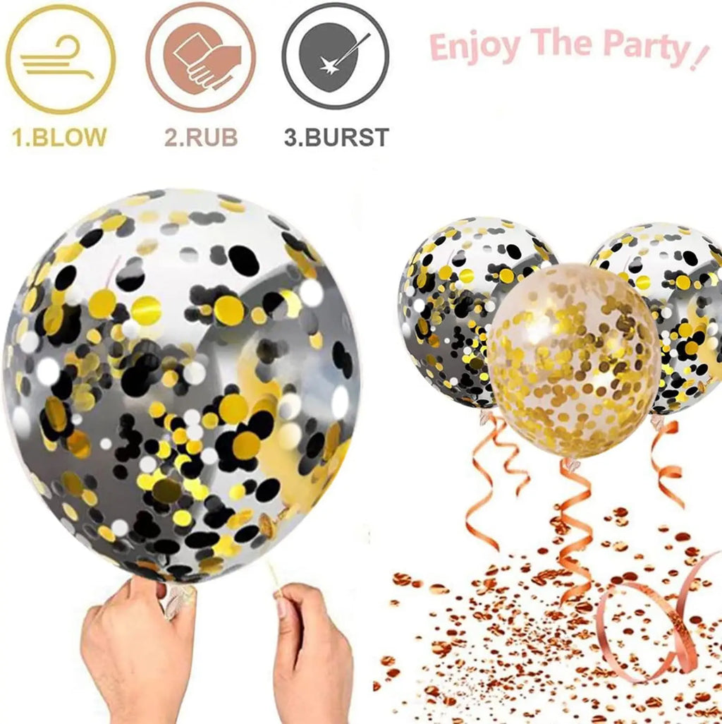 Gold and Black Latex Balloons | Custom Sets | MOQ 5