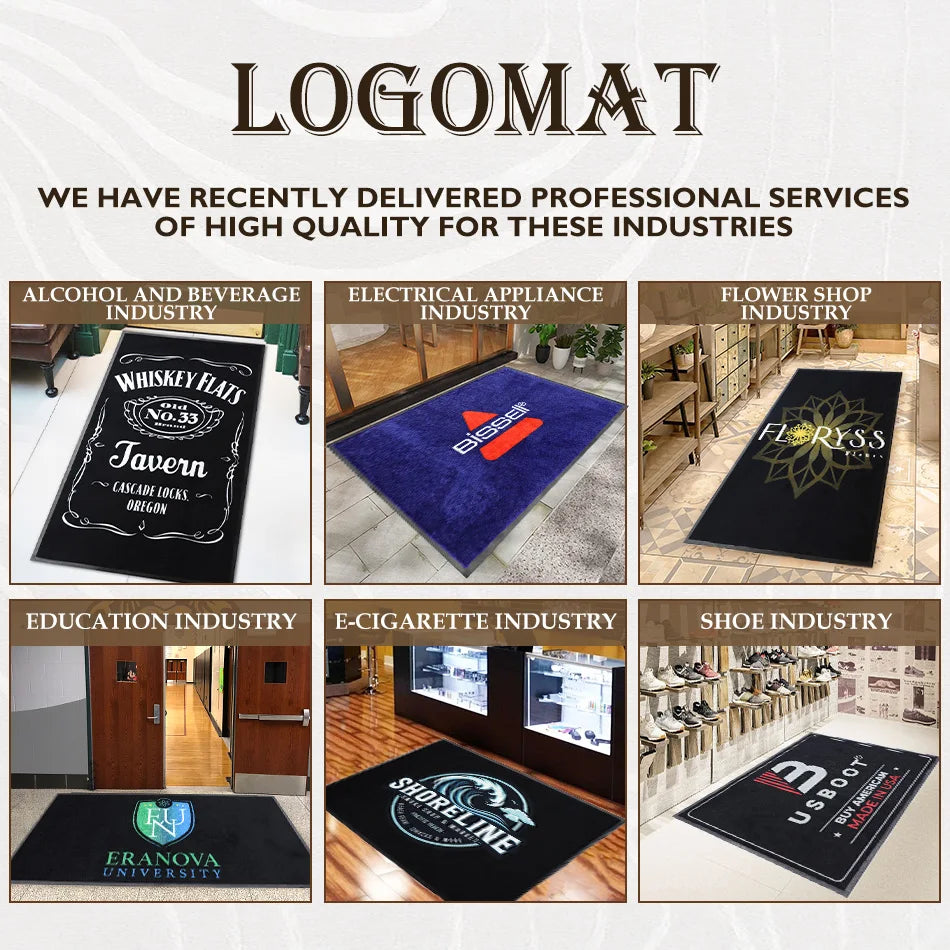 Custom Printed Nylon Floor Mat: Rubber Backing, 12 Pantone Colors, MOQ 5pcs