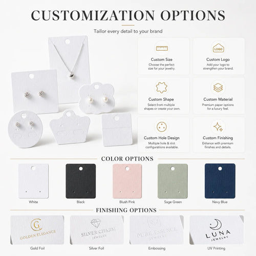 Custom Jewelry Cards with Gold Foil & Embossing | FSC Certified