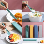 Custom Wheat Straw Travel Utensil Set with Case for Office Lunch, School Meals & Everyday Carry