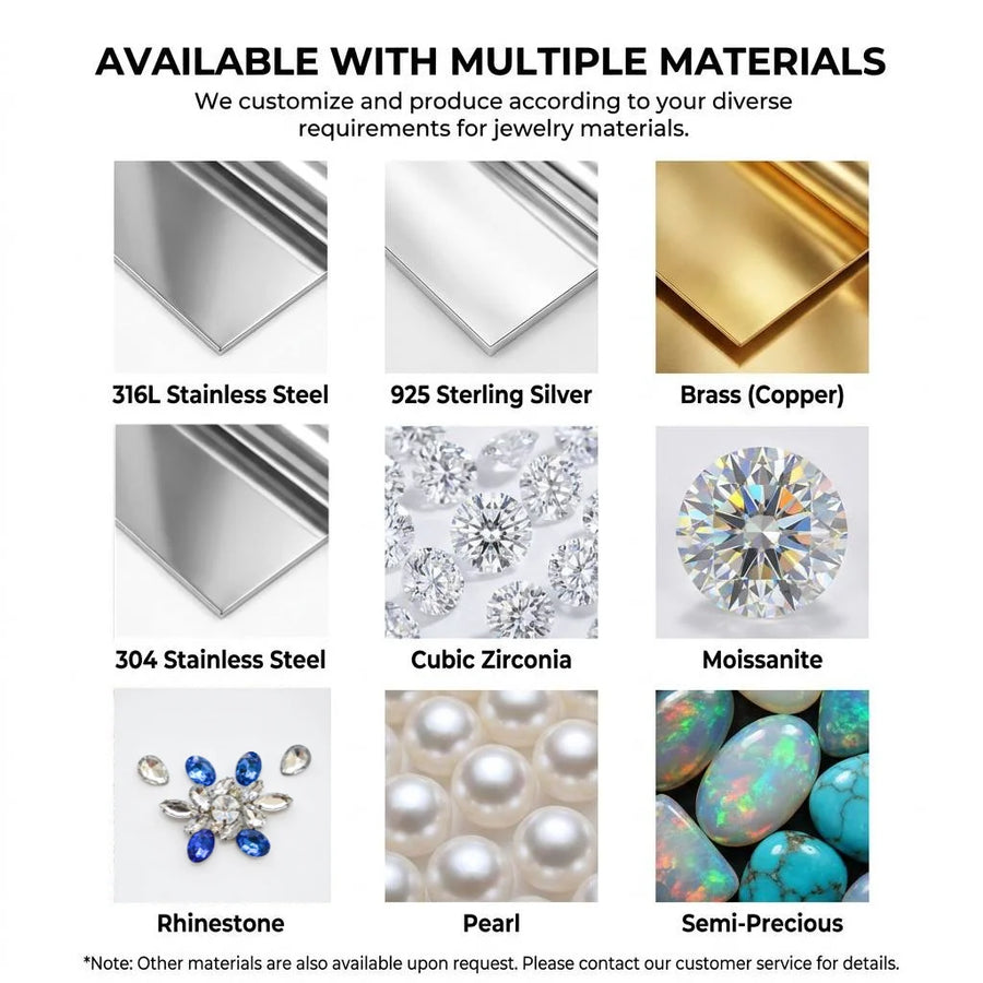 Custom 316L Stainless Steel Jewelry with Logo | MOQ 35 | 0.3μm Plating