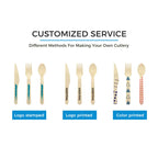 Custom Wooden Cutlery Set | Birch Fork Spoon Knife Napkin