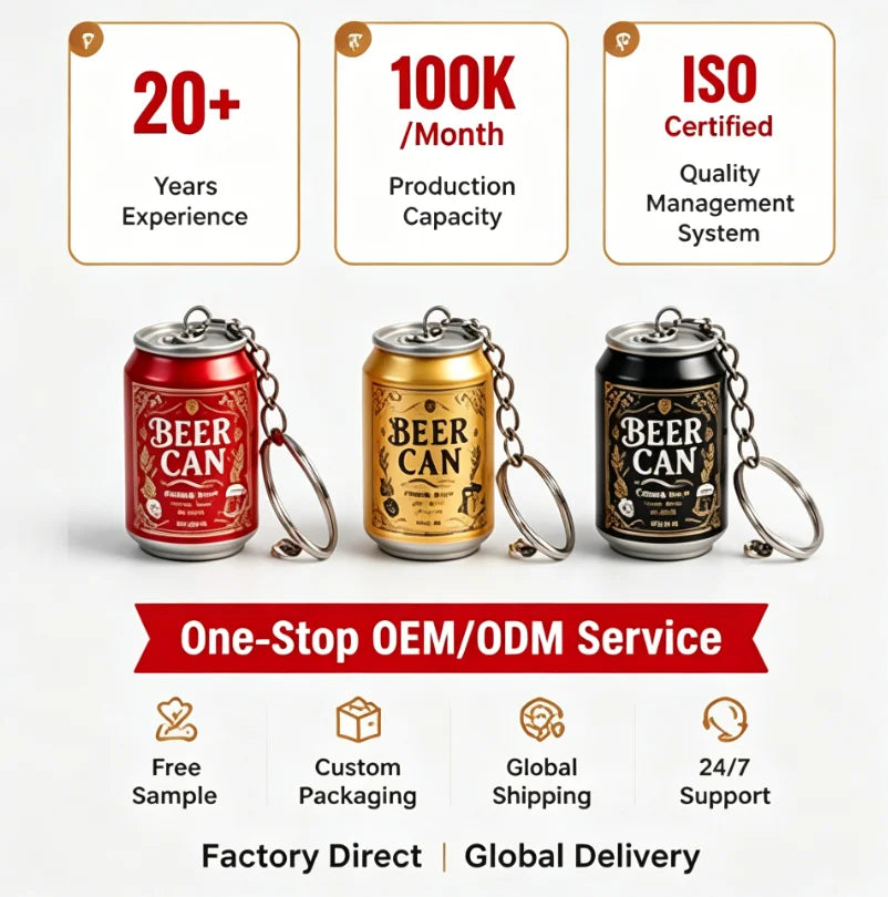 Custom 3D Beer Can Keychain | 100 Pcs MOQ Promotional Keyring