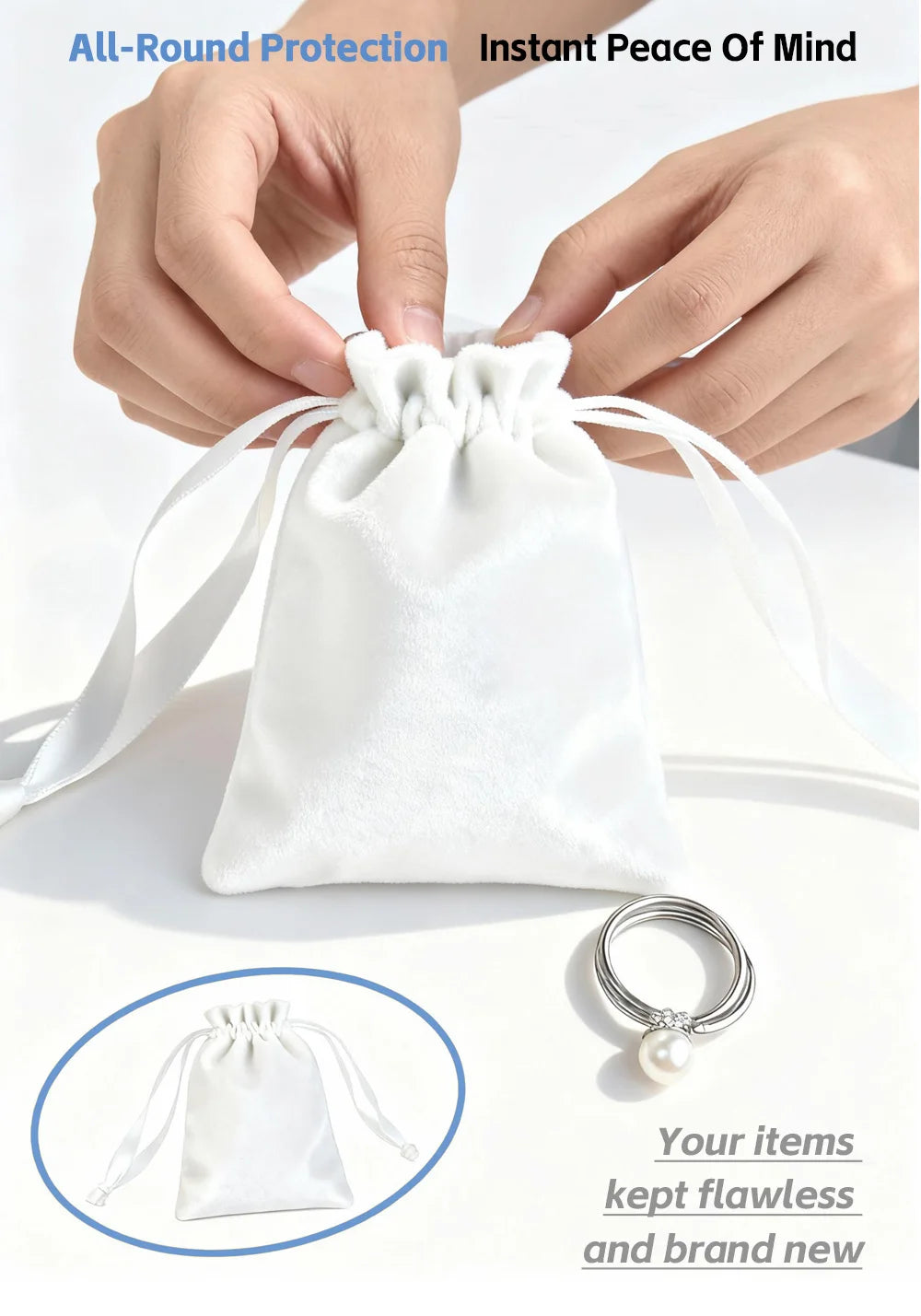 Custom Velvet Drawstring Pouch for Jewelry | Hot Stamping & Low MOQ 100