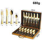 24-Piece Gold Flatware Set | PVD Coating | EU/FDA Certified | 100 MOQ
