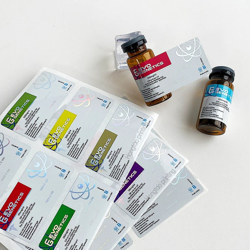 Custom Waterproof Holographic Oblong Labels for Small Bottles and Vials