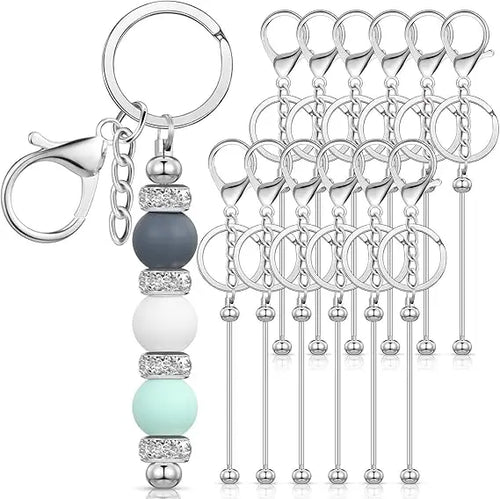 Custom DIY Beadable Keychain Kit | Metal Bars & Silicone Beads | MOQ 10