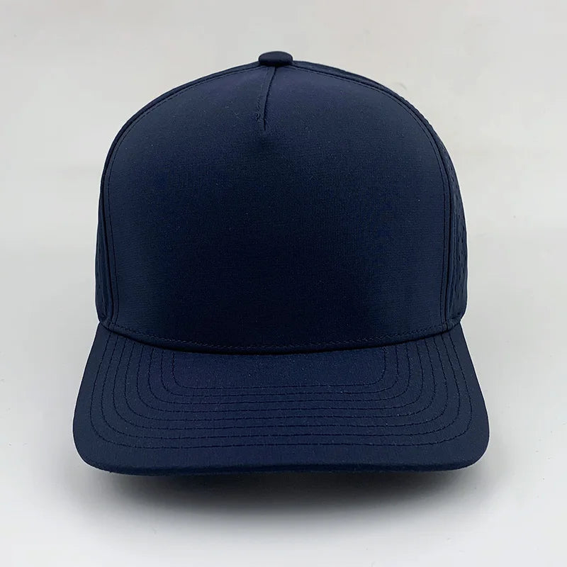 Waterproof Golf Hats Club Company Customized Sports 5 Panel Baseball Cap Hydro Breathable Rope with Rubber/PVC Logo Gorras