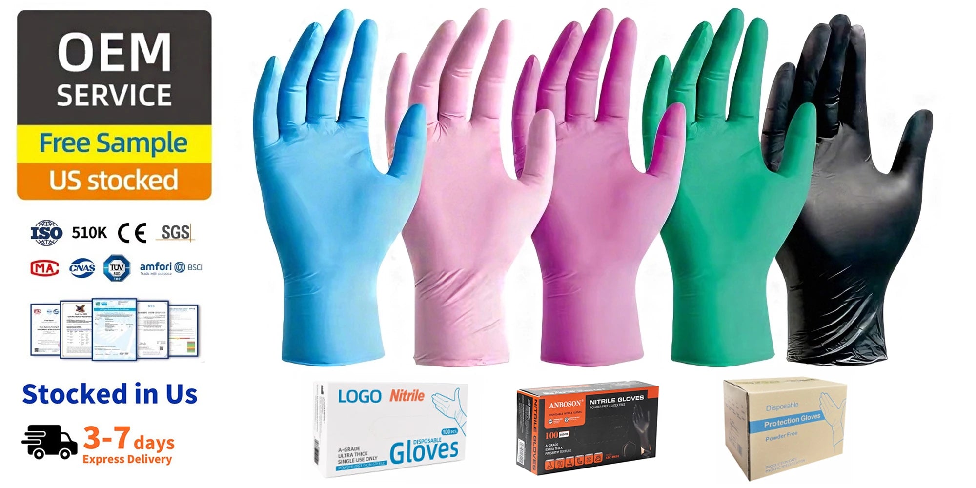 6 Mil Nitrile Gloves AQL 1.5 | 510K/CE Certified | Custom Logo | Bulk