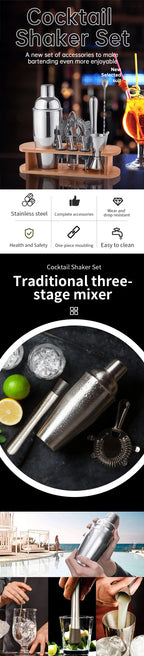 16-Piece Barware Set with Bamboo Stand | 700ml Shaker | 100 MOQ