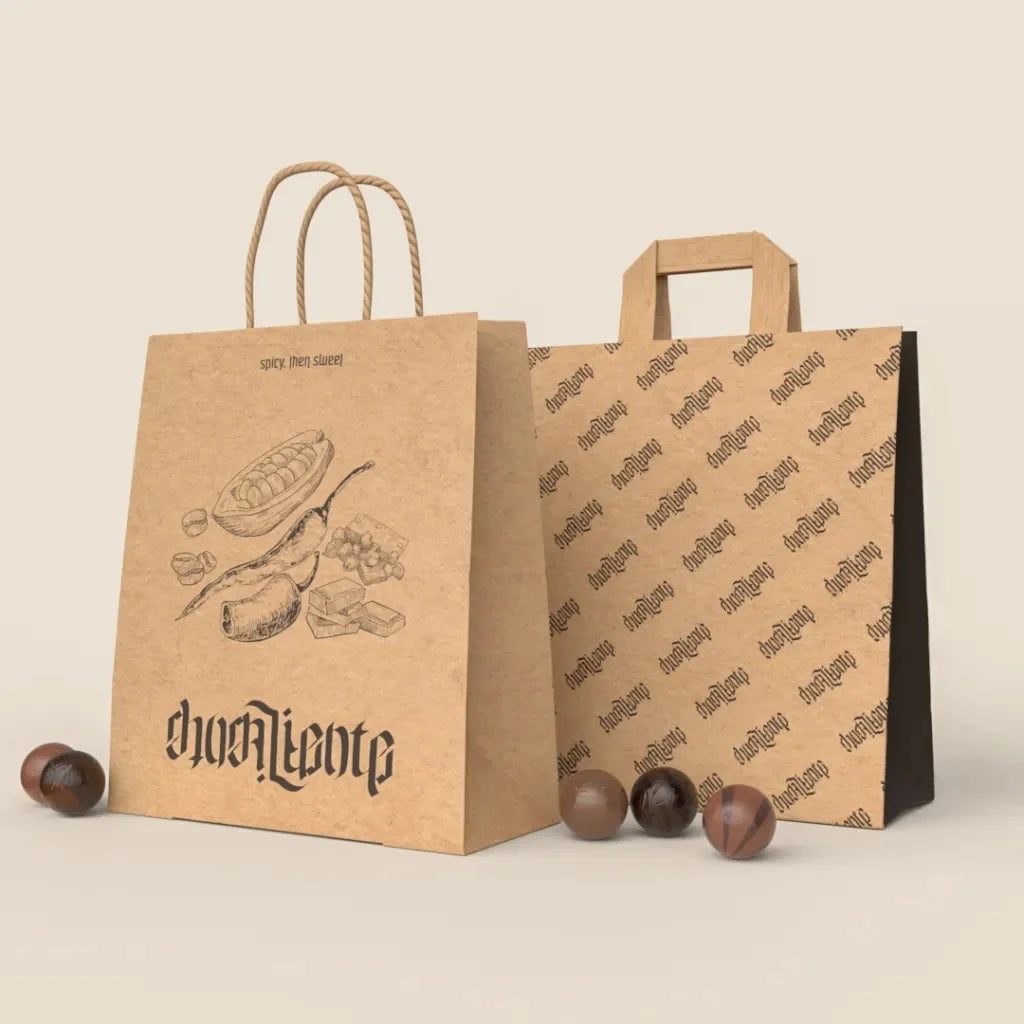 Custom Kraft Paper Bags | Cafe Coffee Food Delivery Bags