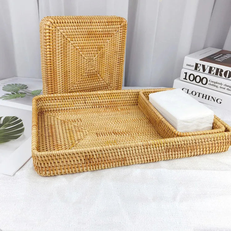 Custom Rattan Floating Breakfast Tray | 5 Piece MOQ | Hotel Pool Service