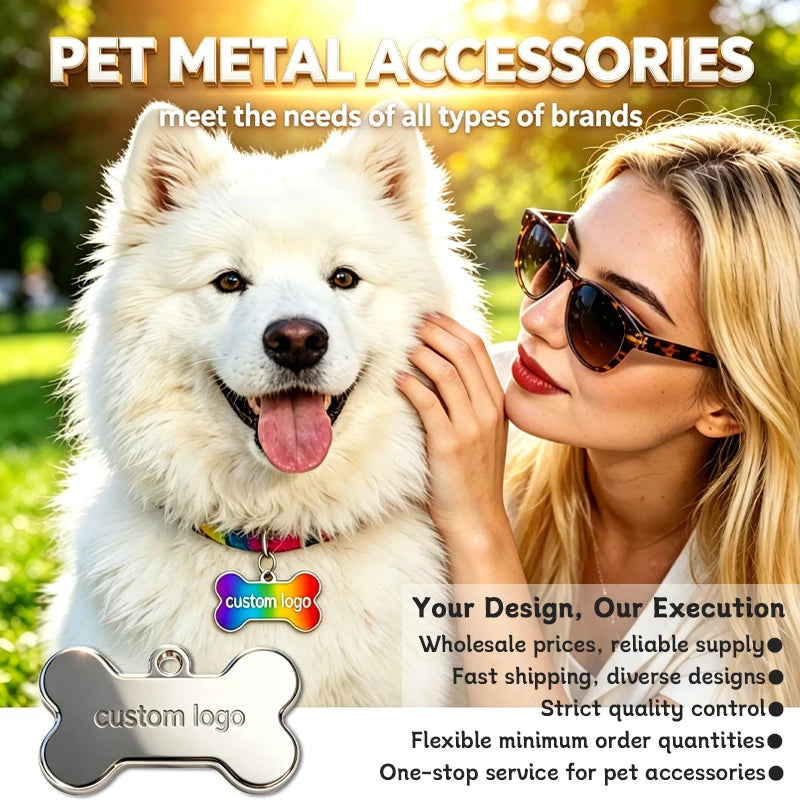Custom Cat Face Stainless Steel ID Tag | Personalized Engraved Pet Name Tag