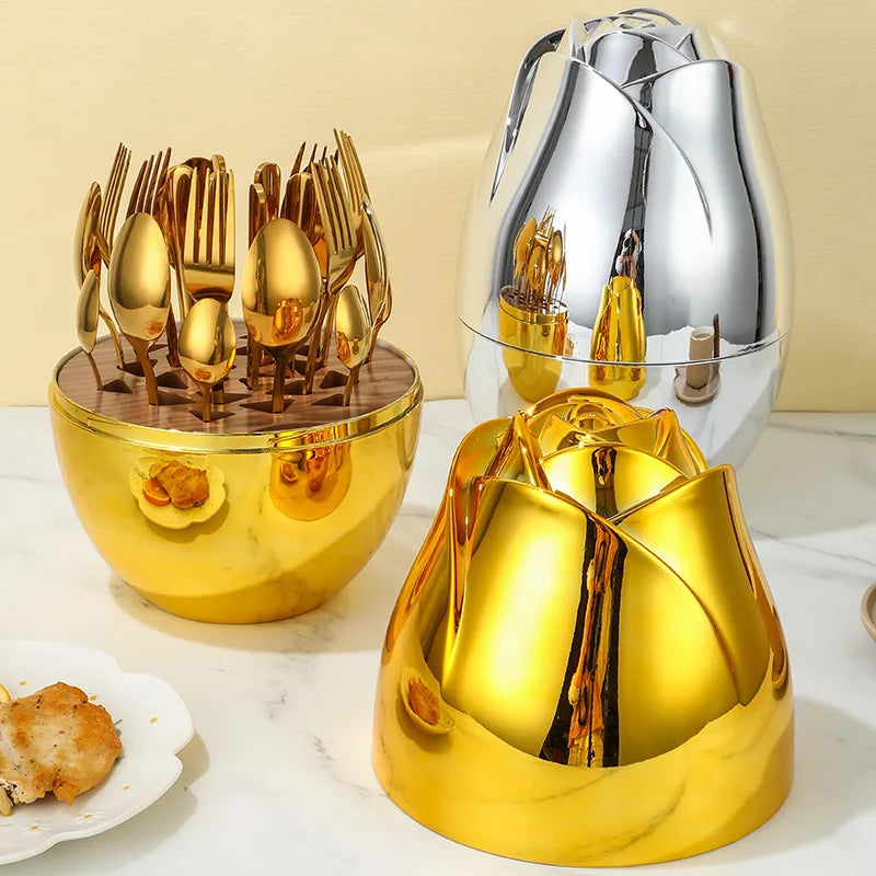 Luxury 24-Piece Cutlery Set with Logo | 10 MOQ