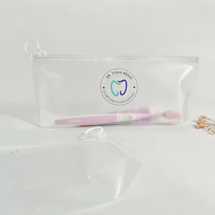 Custom Frosted PVC Zipper Bag | Travel Toiletry Toothbrush