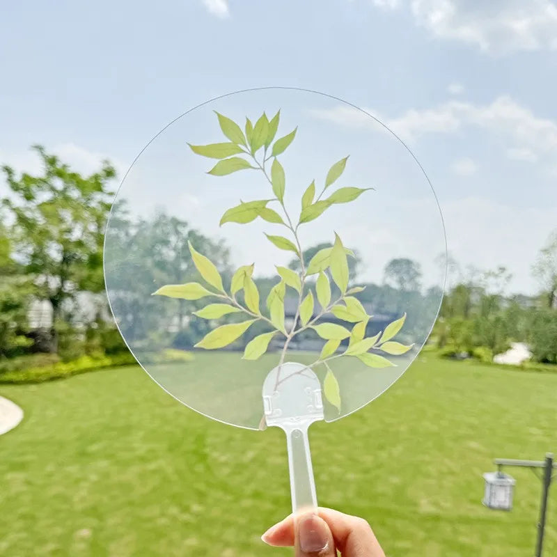 Custom Printed Transparent PP Hand Fan for Wedding Guests