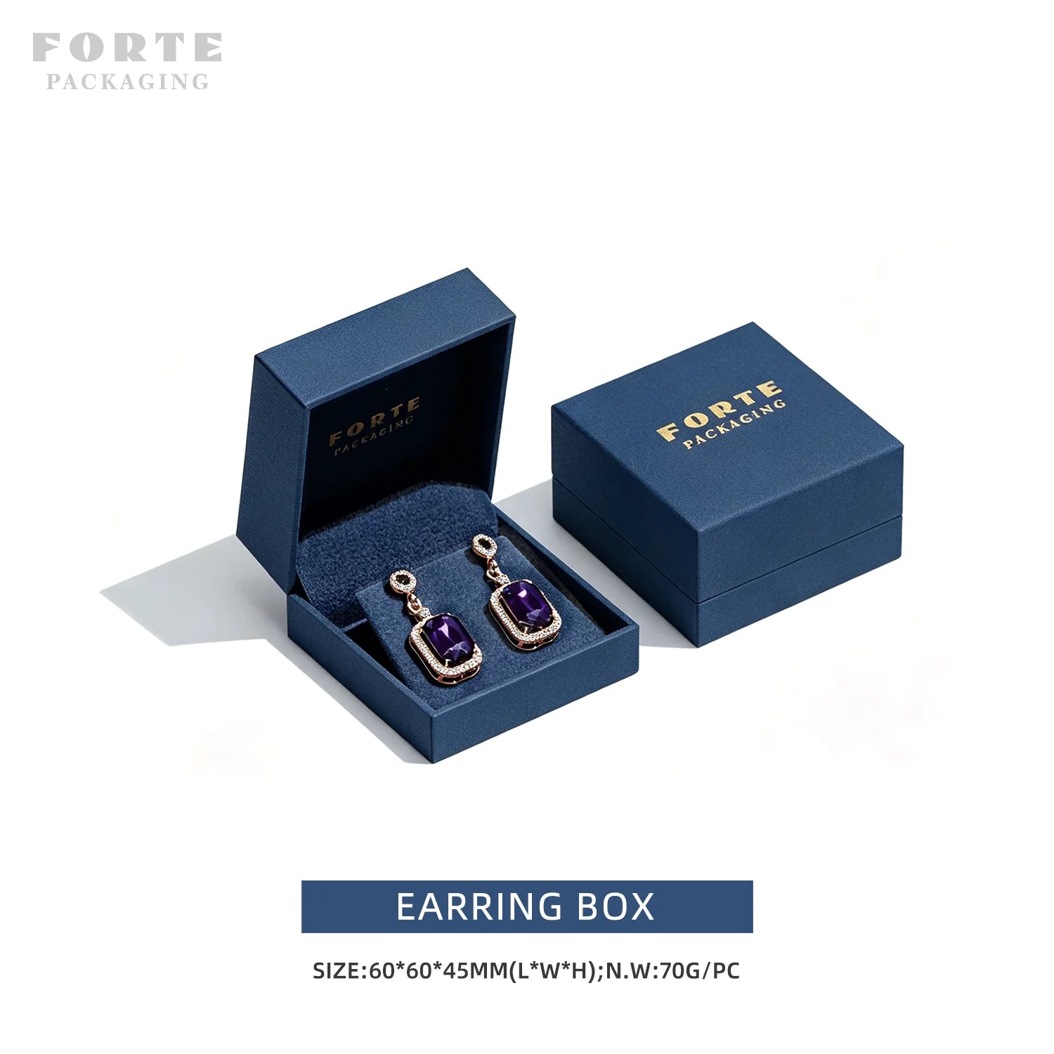 Custom PU Leather Jewelry Box with Embossing | Navy Blue | 31-Day Lead Time
