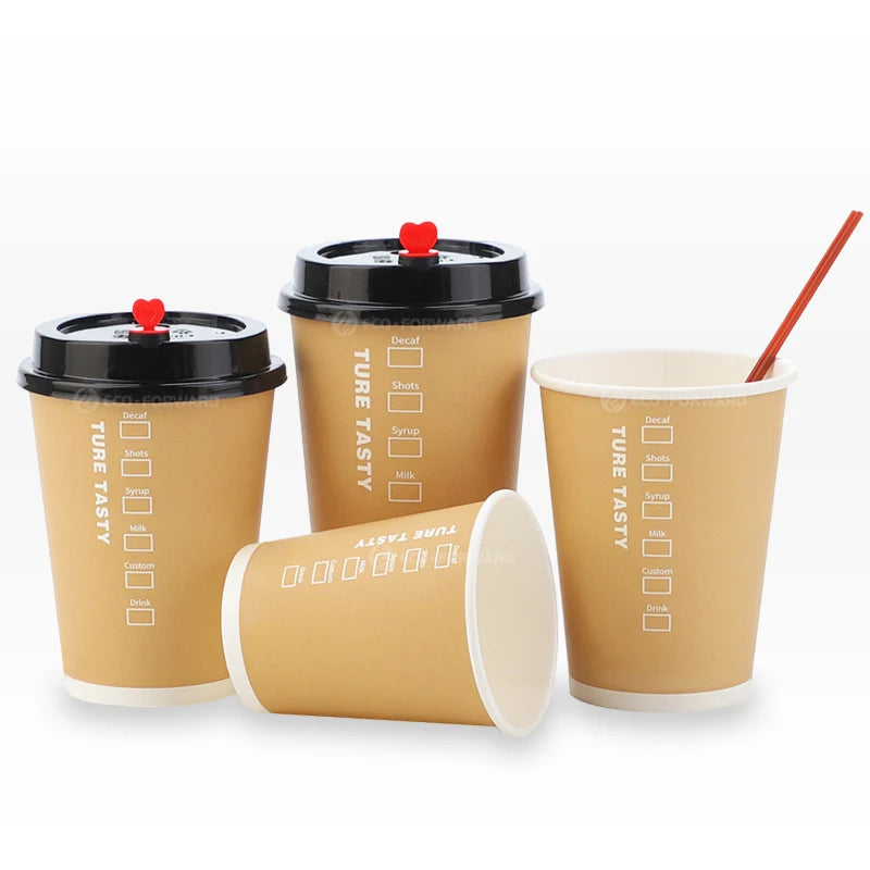 Customized Brown Kraft Paper Coffee Cup with Logo | MOQ 10,000