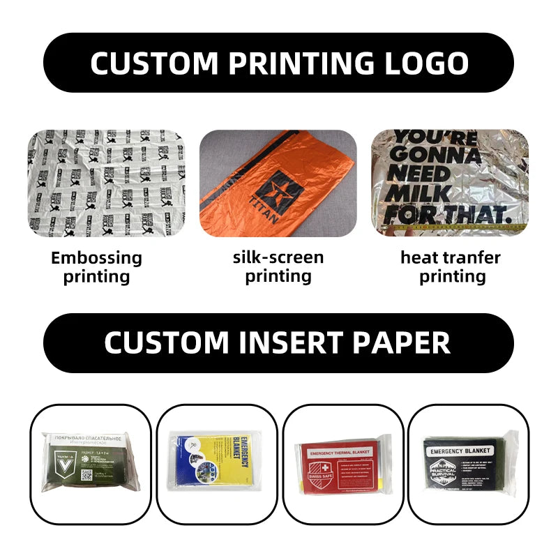 Custom Emergency Blanket 12 Micron | 3,000 Pcs MOQ Mylar Rescue Sheet