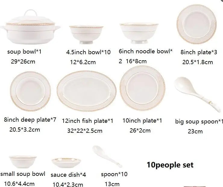 24pcs Embossed Gold Porcelain Tableware Set | Luxury Bone China