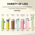 Custom 32oz & 40oz Wide Mouth Insulated Stainless Steel Water Bottle with Dual Lid Options