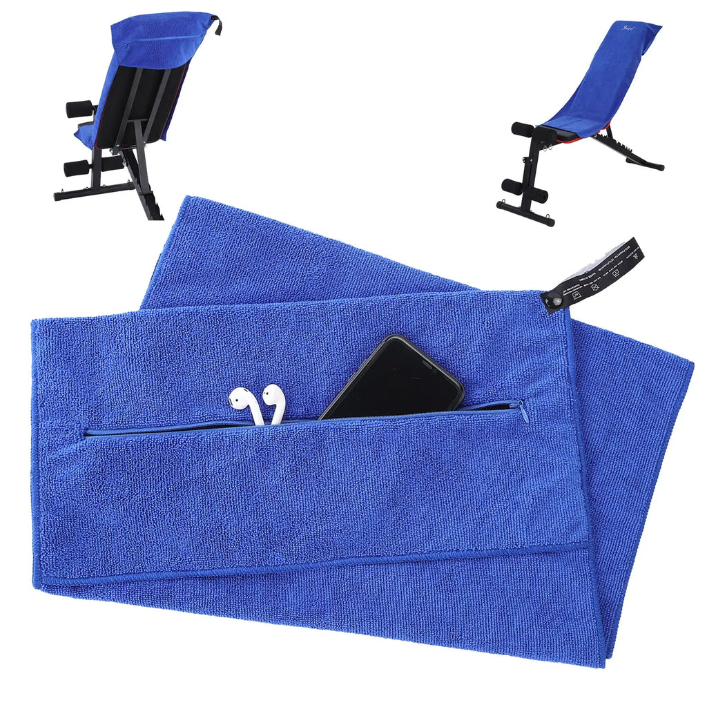 Custom Microfiber Gym Bench Towel with Zipper Pocket for Training, Studio Use & Wellness Programs