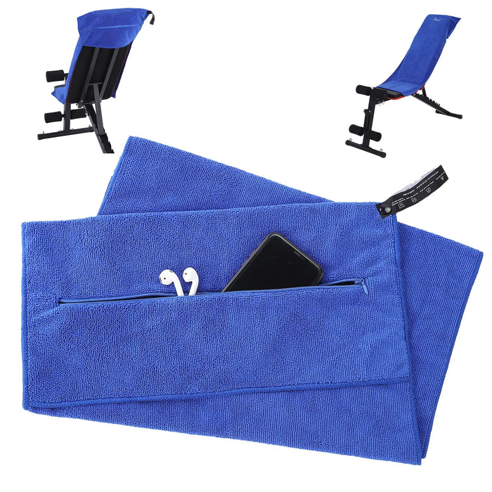 Custom Microfiber Gym Bench Towel with Zipper Pocket for Training, Studio Use & Wellness Programs