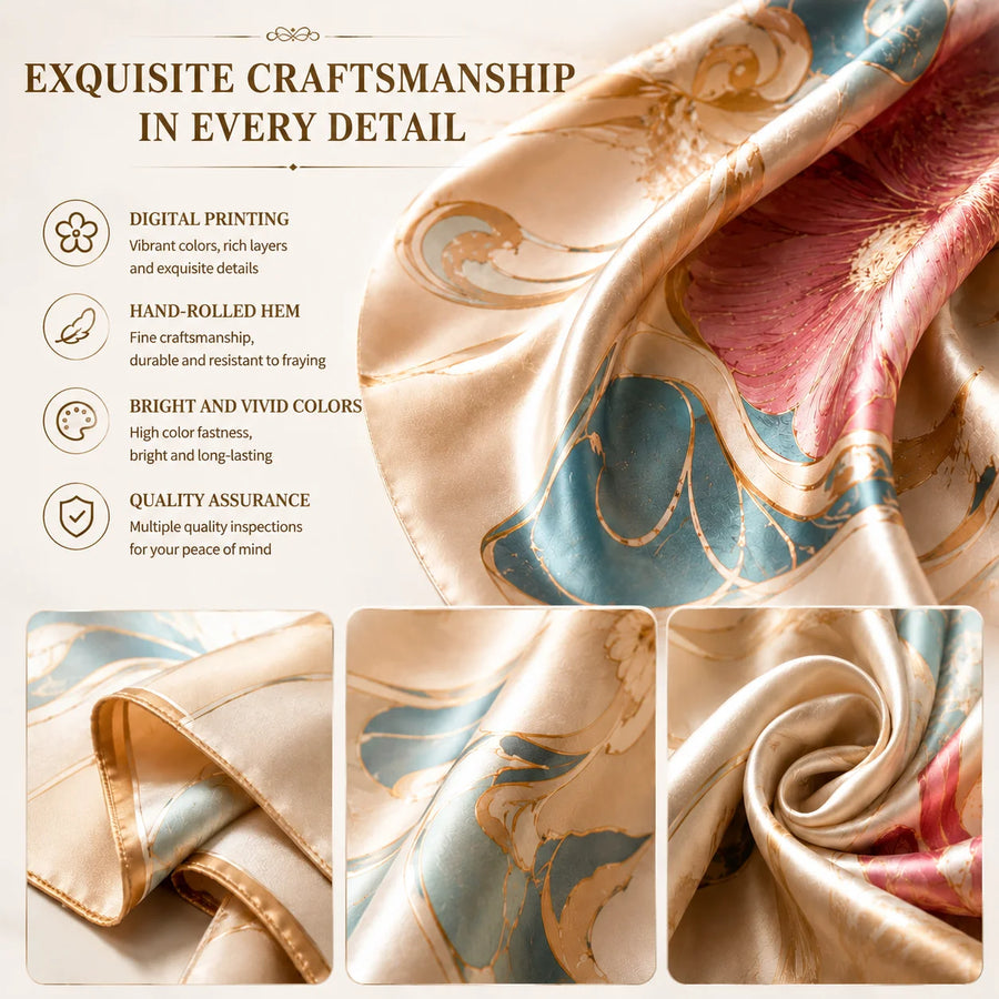 Private Label 18 Momme Mulberry Silk Scarves | Custom Woven Labels & Luxury Packaging | 100-Piece MOQ