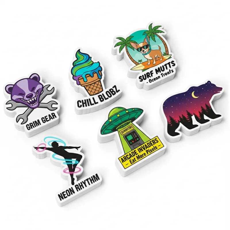 Custom Waterproof Vinyl Stickers 100pcs MOQ | Die-Cut, Digital/UV Print, Gloss/Matte Finish