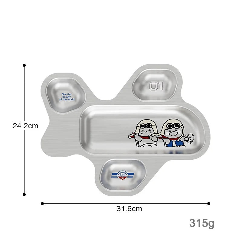 304 Stainless Steel Kids Divided Plate | 20x15cm | Dishwasher Safe | Custom