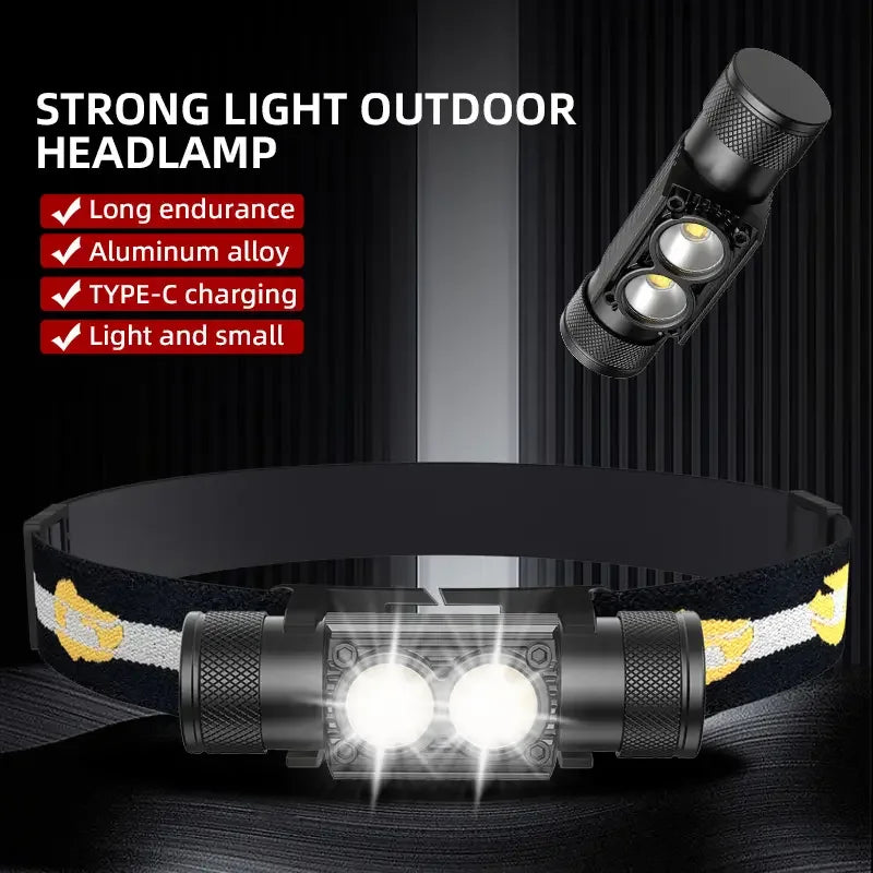 Custom Aluminum LED Headlamp USB Rechargeable | MOQ 1 pc