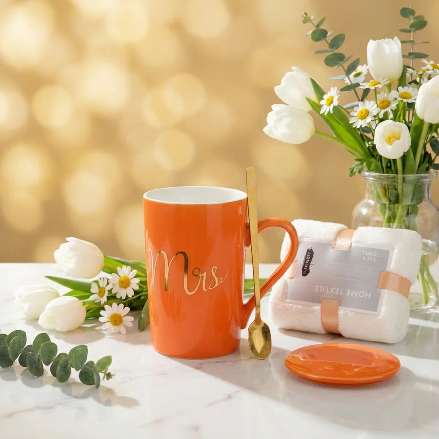 Custom Ceramic Mug Gift Set Wholesale | Towel Spoon Lid Box 50 MOQ