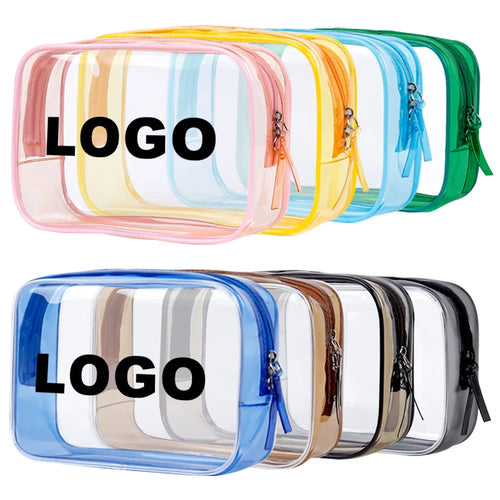 Custom PVC Cosmetic Bags with Logo | 100 MOQ Waterproof Wholesale