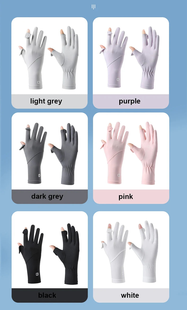 Custom UPF50+ Sun Gloves with Logo | Ice Silk Touch Screen Ladies