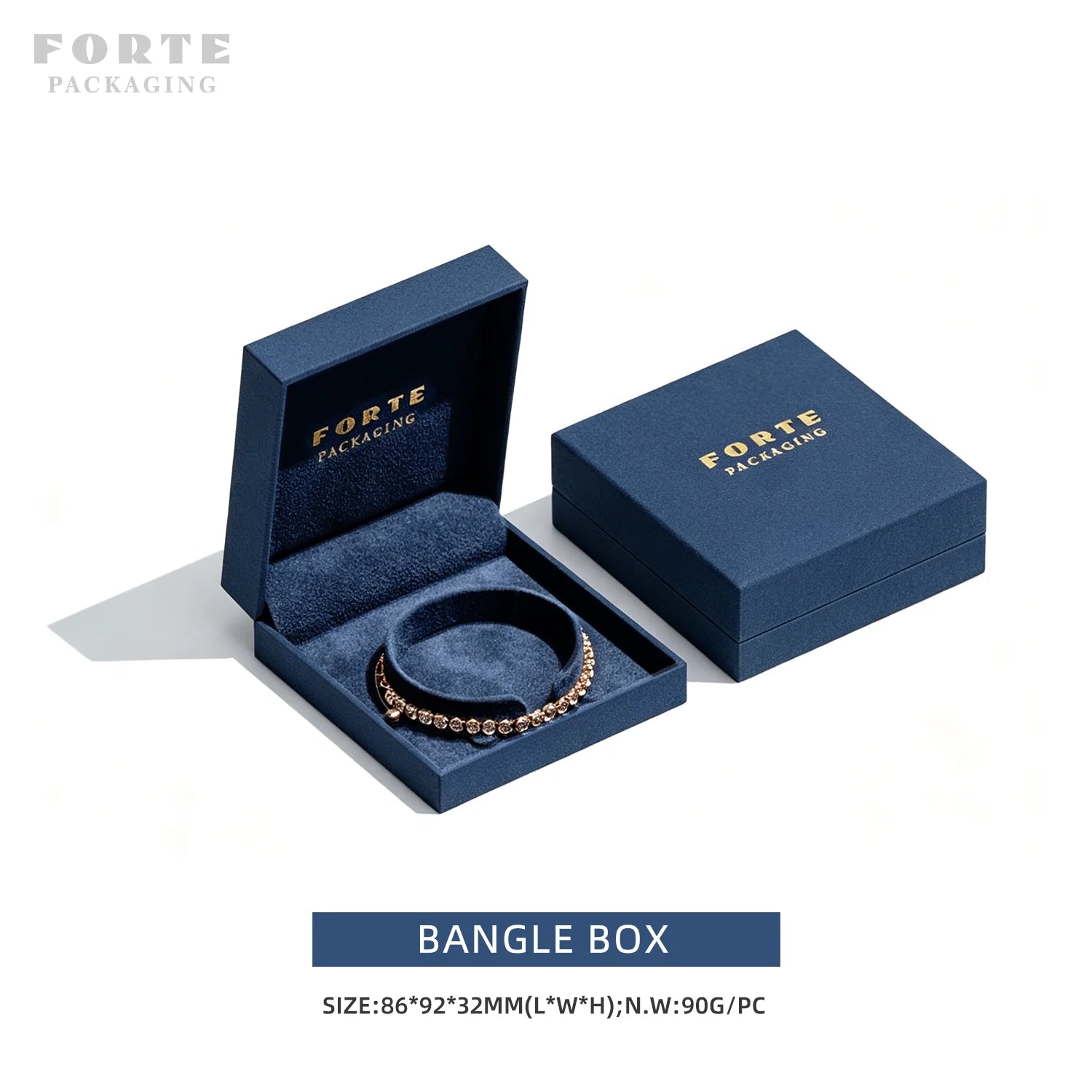 Custom PU Leather Jewelry Box with Embossing | Navy Blue | 31-Day Lead Time