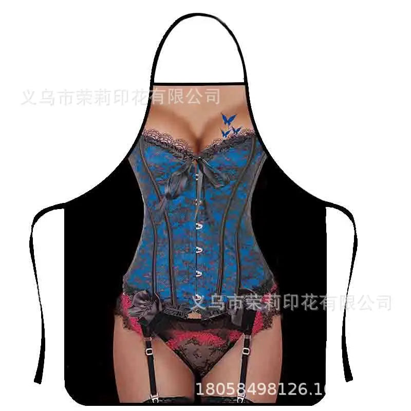 Waterproof Polyester Apron | 3D Printed Cartoon Barbecue Apron