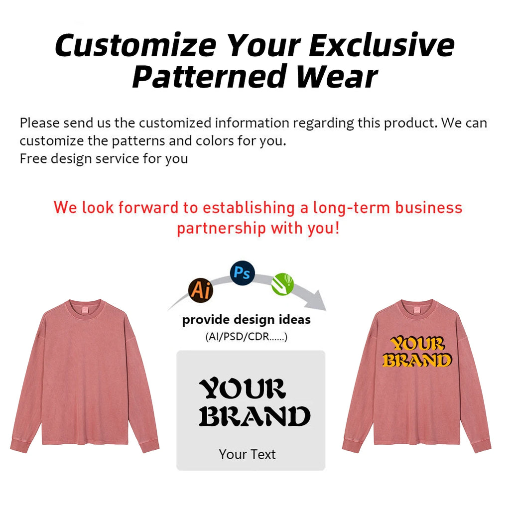 Oversized 310g Acid Washed Cotton Long Sleeve T-Shirt | Custom Printing | Vintage