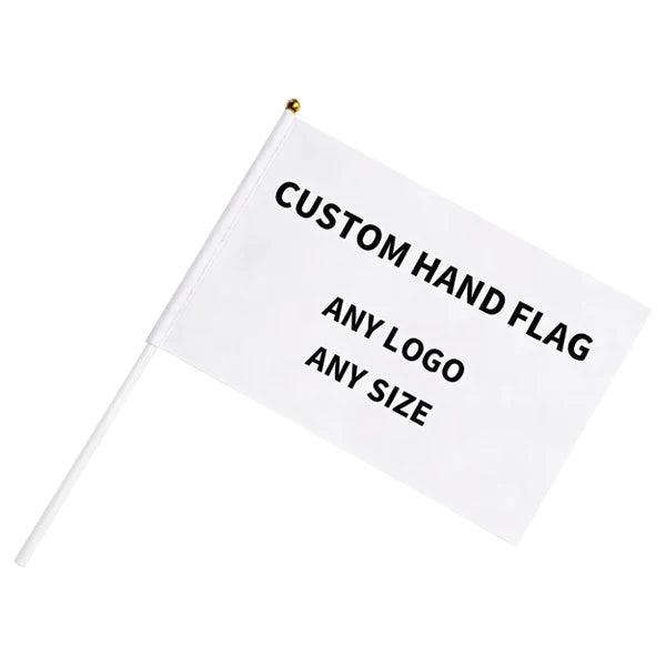 Custom Handheld Flags 100% Polyester | Digital CMYK Printing | 100 MOQ | 5-Day Lead Time