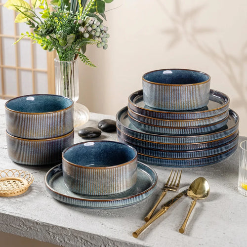 Reactive Glaze Stoneware Dinner Set 12-Piece | OEM/ODM | 500 MOQ