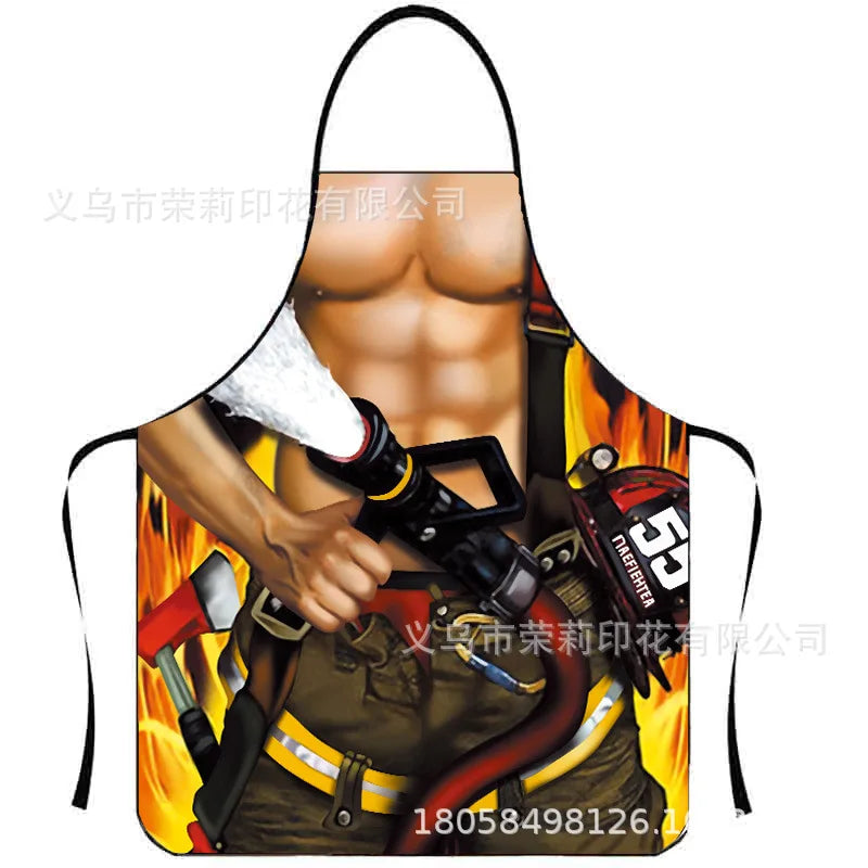 Waterproof Polyester Apron | 3D Printed Cartoon Barbecue Apron