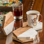 Custom Wood & Marble Coasters with Logo | 100 MOQ | Laser Engraved