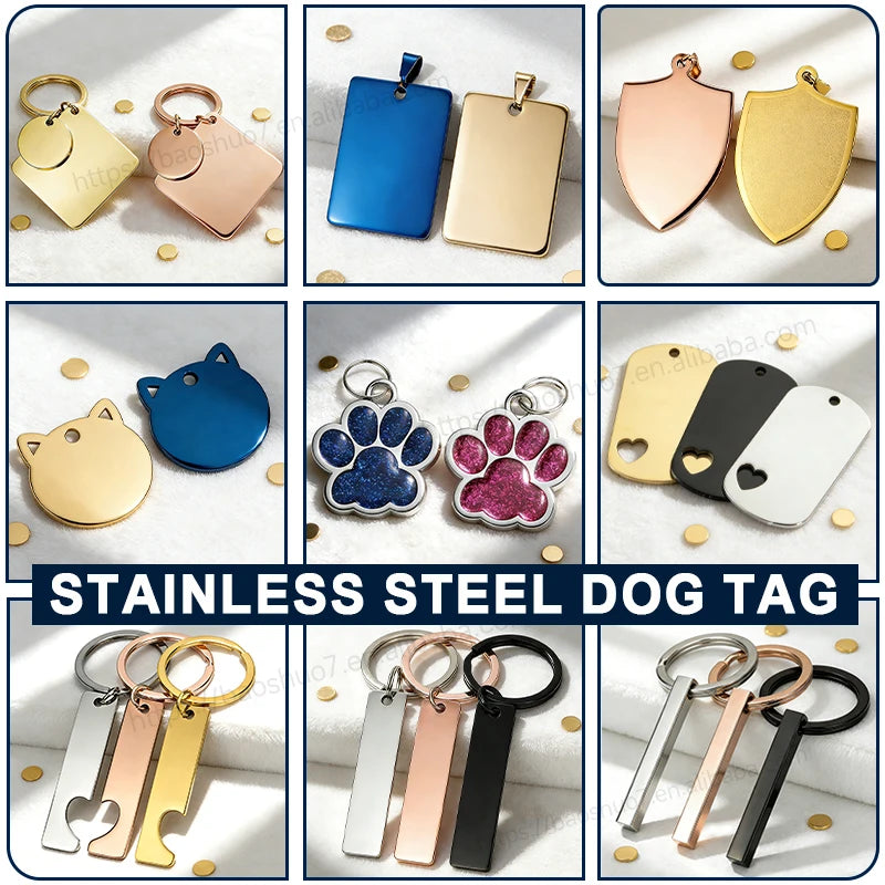 Custom Stainless Steel Pet ID Tags with Laser Engraving | 100 MOQ for Dog Tags & Keychains