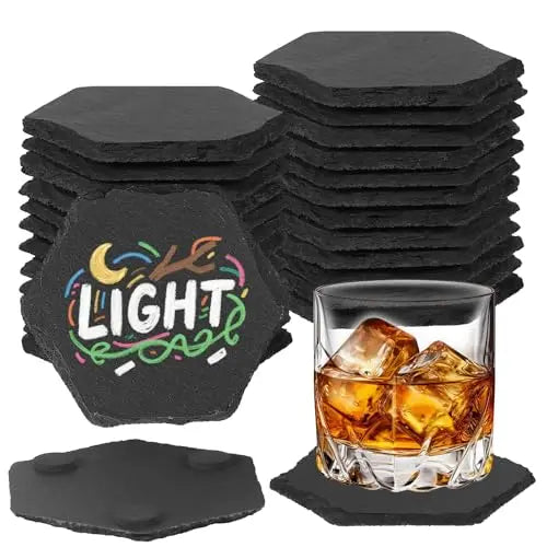 Custom Slate Coasters Laser Engraved | Coffee, Whisky
