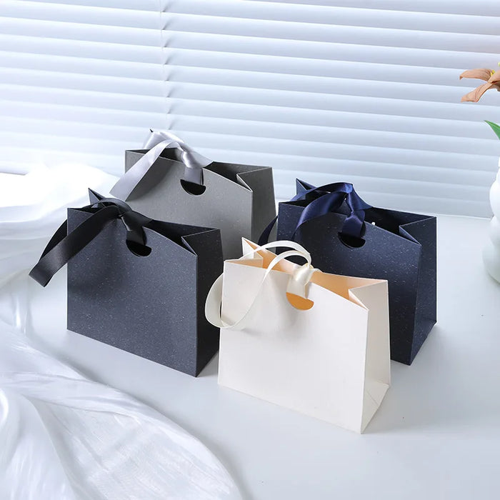 Custom Ribbon Handle Paper Gift Bags | Jewelry Packaging MOQ 100