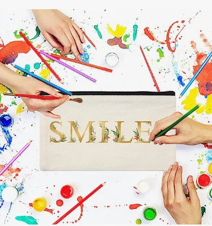 Custom Cotton Canvas Pencil Pouch | Cosmetic Bag | 200 MOQ