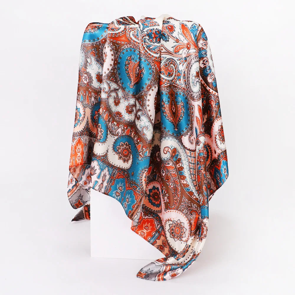 Custom Printed 90cm Square Scarf | 10 Pcs MOQ Wholesale Silk/Polyester Shawl