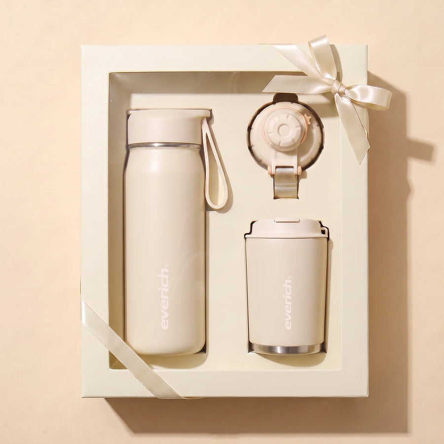 Insulated Water Bottle Set with Logo | 18/8 Steel | 12-24 Hour Insulation