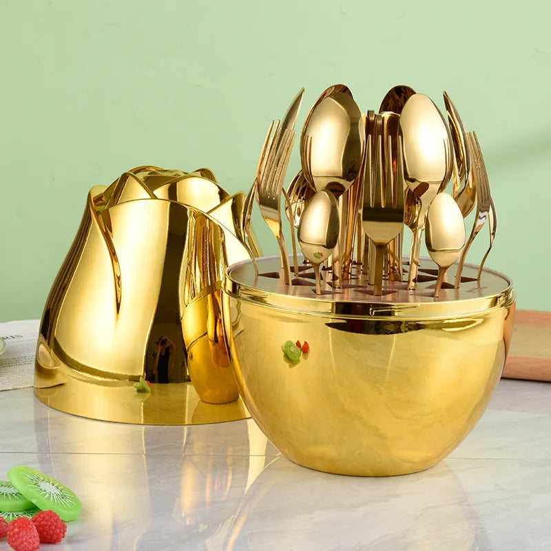 Luxury 24-Piece Cutlery Set with Logo | 10 MOQ