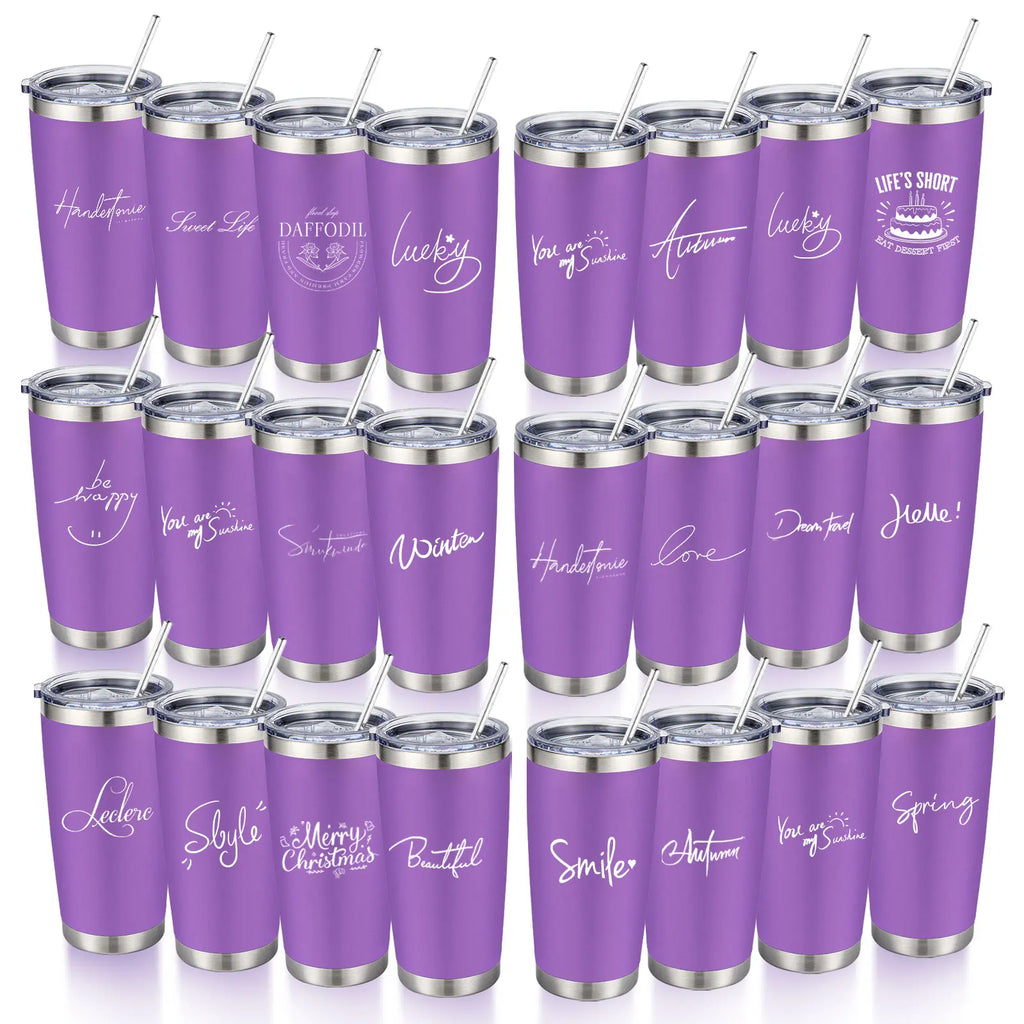 20oz Powder Coated Stainless Steel Tumbler with Lid and Straw Hole for Coffee, Travel and Laser Engraving